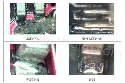 300X顯微鏡主要檢測(cè)這些PCBA加工問(wèn)題：異物介入、零件腳不吃錫、 吃錫不良。
