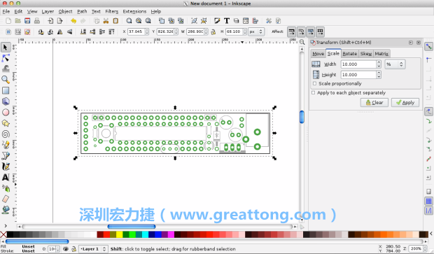 首先，你需要取得電路板設計圖的PNG圖檔，才能在上面進行繪制。這件事做起來比用說的難上許多，而其中一種方法如下所示（我們會先假設你正在使用Inkscape向量繪圖工具）。